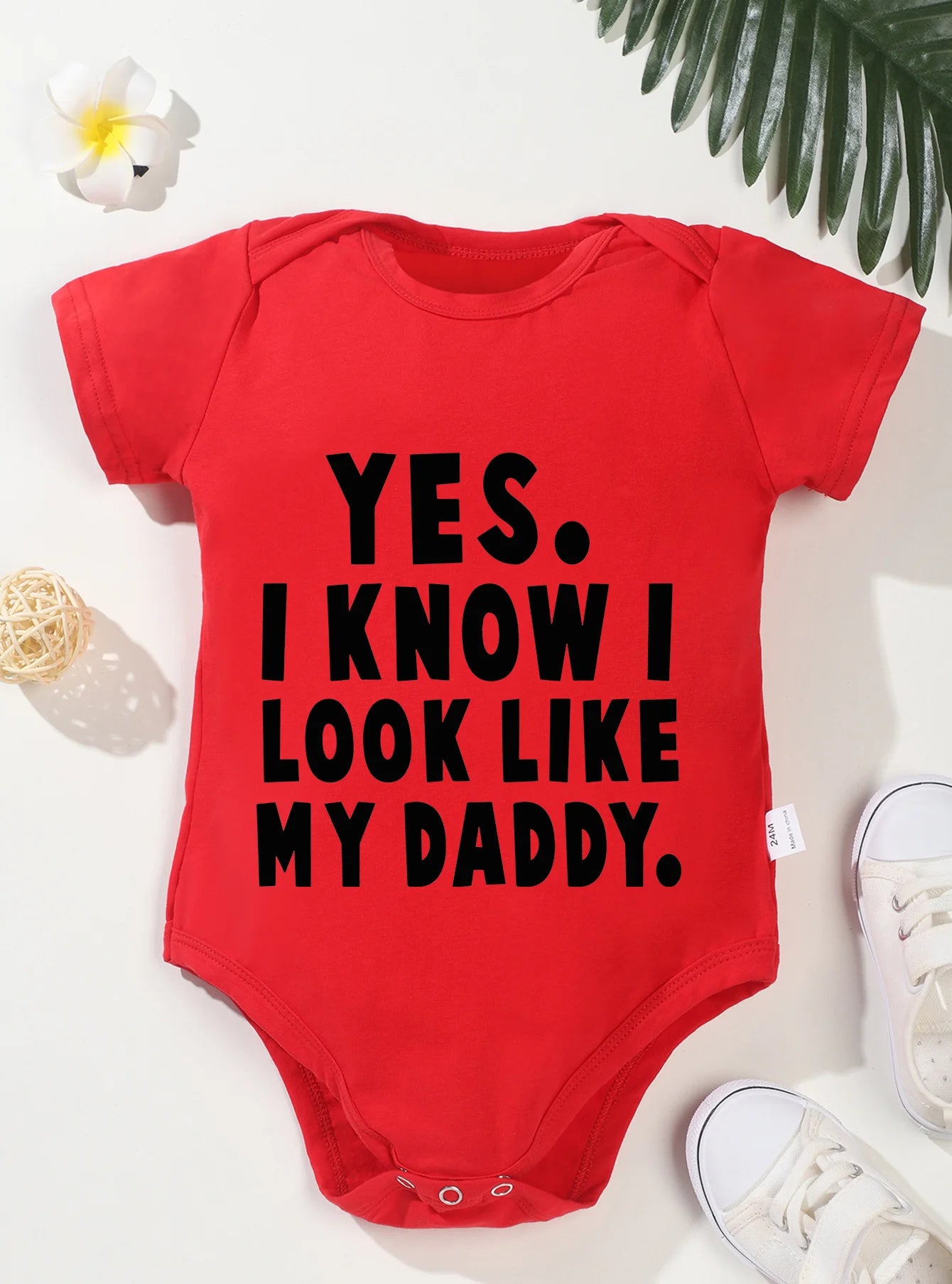 Short Sleeve Toddler Romper Infant Jumpsuit Newborn Baby Girl Boy Clothes Bodysuit Yes I Know Look Like My Daddy Print Onesie