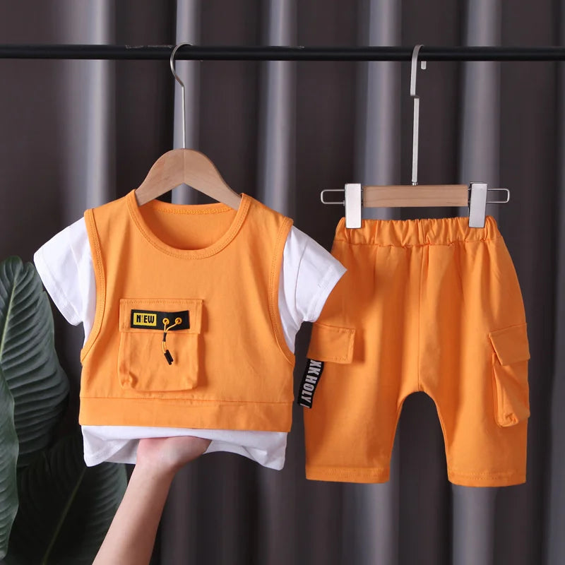 New Summer Baby Girl Clothes Infant Boys Clothing Children Casual T-Shirt Shorts 2Pcs/Set Toddler Sports Costume Kids Tracksuits