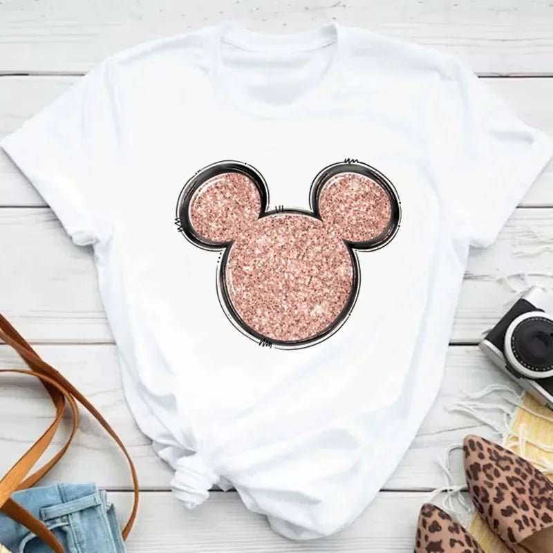 Disney Mickey Mouse Children T-shirt Fashion Minnie Pattern Print Tshirt Kid Boy Girl Clothing Summer Cotton Top Baby Casual Tee