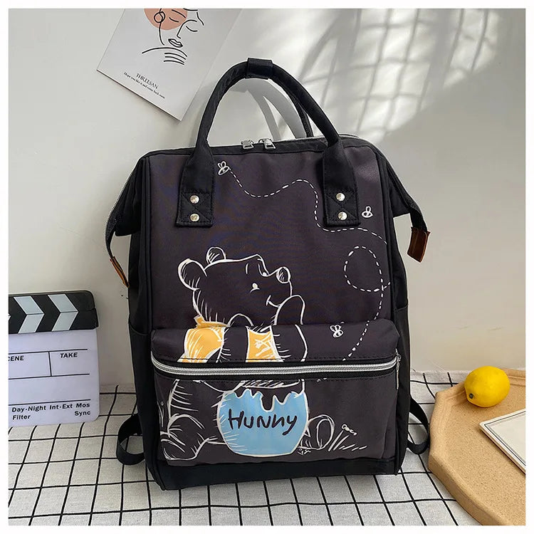 Disney New Mommy Bag Fashion Cartoon Print Large Capacity Mommy Bag Mother and Baby Bag Waterproof Bottle Diaper Backpack