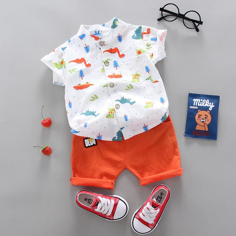 2024 Summer Casual Clothes Fashion Baby Boy's Suit Set Top Shorts 2PCS Baby Clothing Set For Boys Infant Suits Kids Clothes