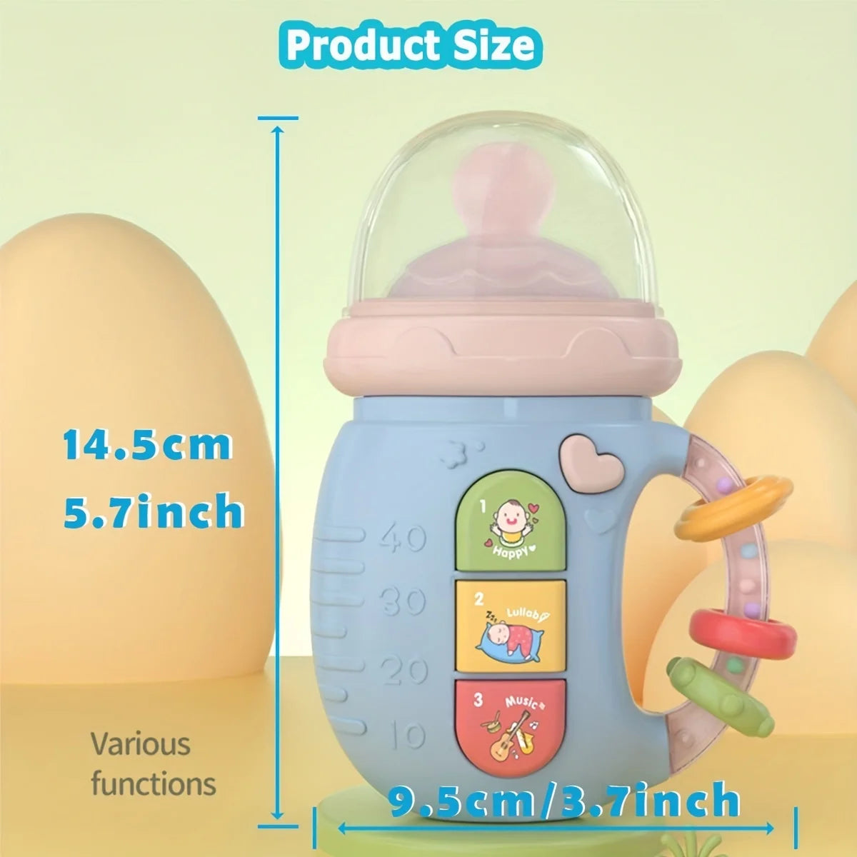 Dr.isla Baby Musical Feeding Bottle Pacifier Newborn Soft Teether Rattles Educational Toy 0-12M Soothing Vocal Music