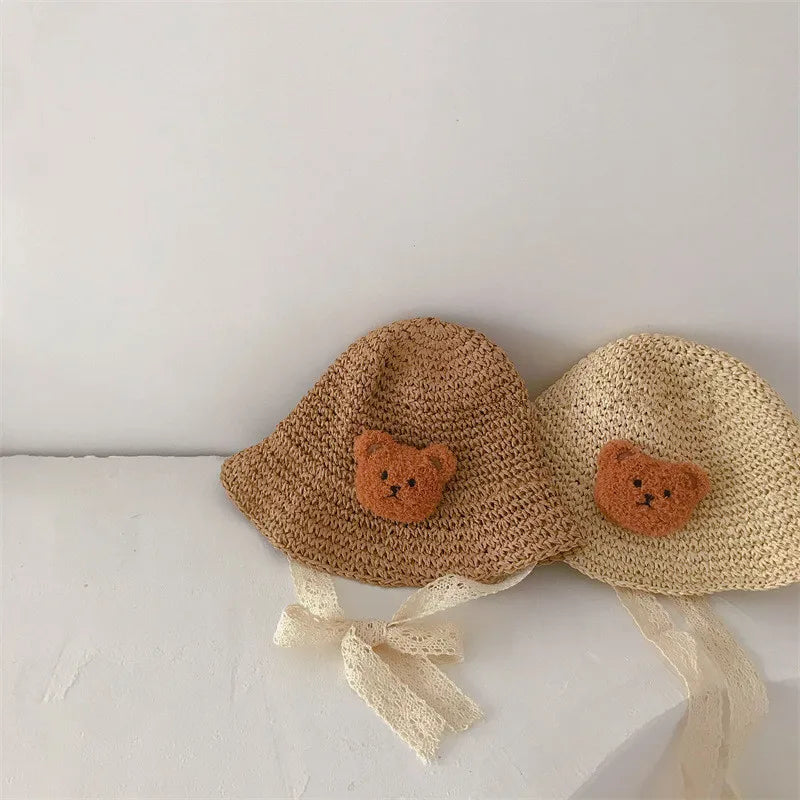 Children's Summer Hat Sunshade Lace Straw Baby Girl Cap Girls Baby Sunscreen Beach Hat Beach Children Panama Hat Princess