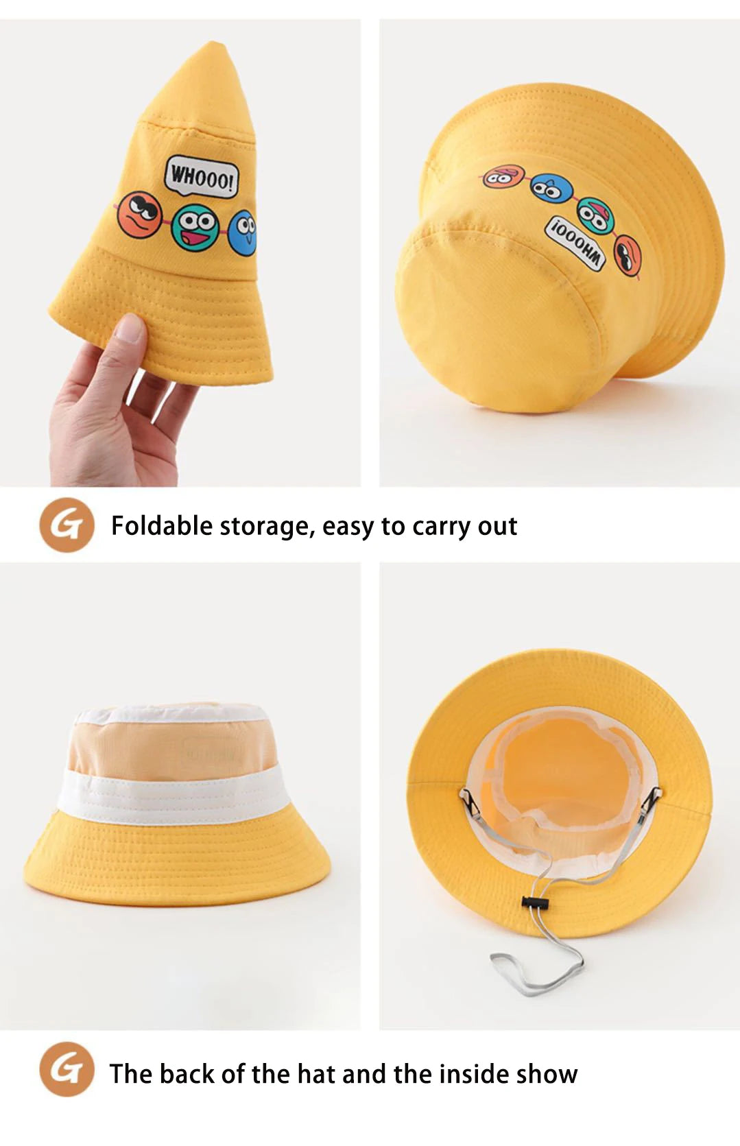 Children Bucket Hat New Spring Boys Girls Sun Hat Cute Funny Expression Outdoor Summer Kids Hat Fishing Cap Korean Style 2-6Y