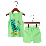 Little maven Baby Boys Outfits Green Dinosaur Summer Clothes Sets Baby Boys 2pcs Clothing Sets Sleeveless Vest Suit for Boy