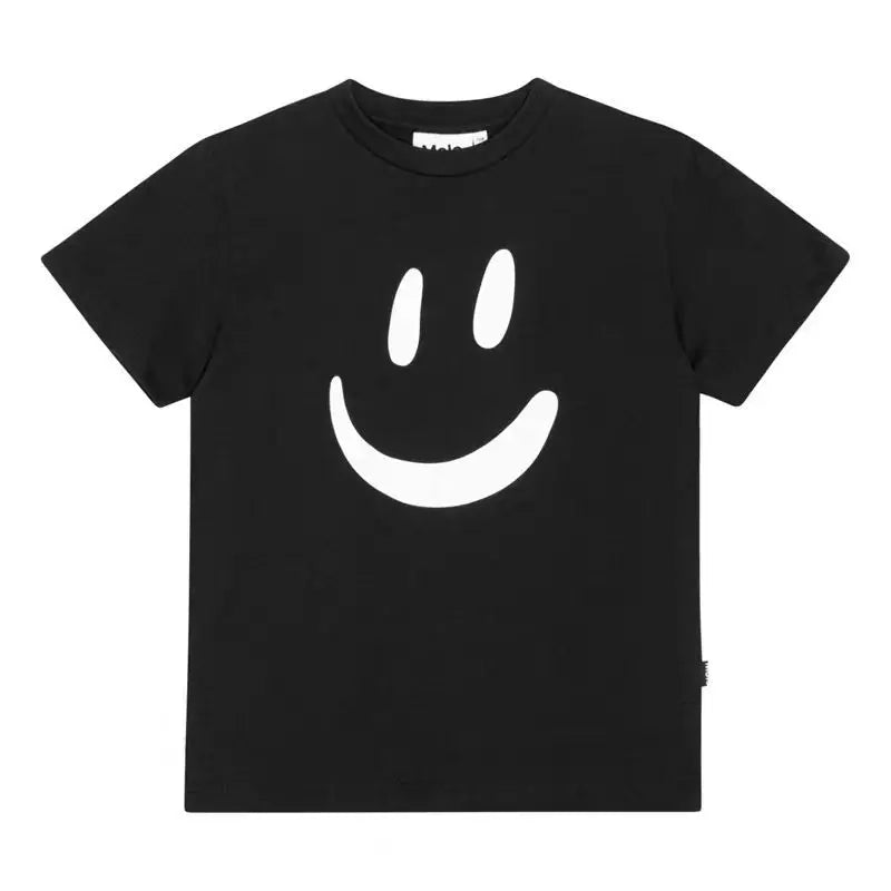 Boys Clothes Molo Brand New Summer Sale Smile Face Kids T-shirts Short Sleeve Cute Cartoon Tops Cotton Tee Toddler Girls Outwear