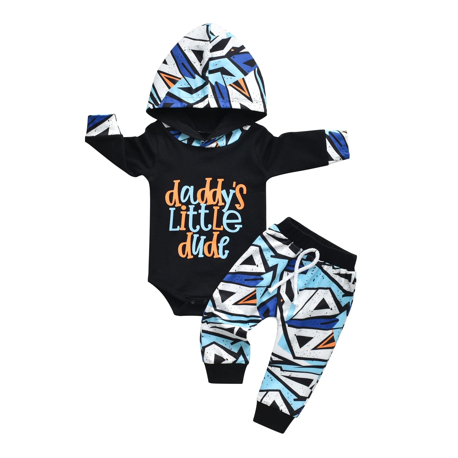 2pcs New Toddler Baby Boy Casual Clothes Set Cotton Long Sleeve Hooded Romper Bodysuit Top and Pants Newborn Outfit for Boys