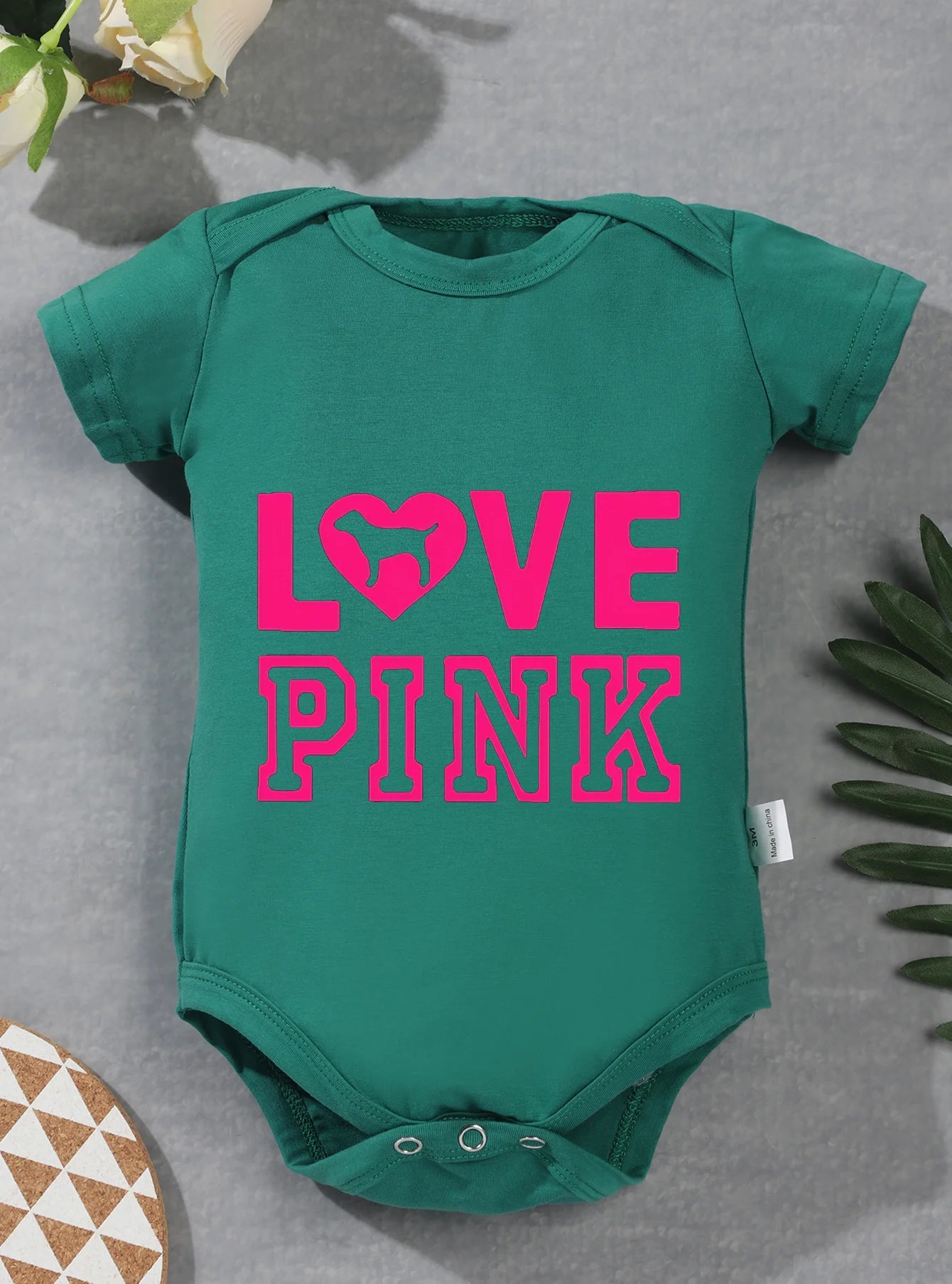 Baby Girl Boy High Quality Infant Fashion Love Pink Printing Bodysuit Newborn Clothes Rompers Jumpsuit Toddler Trendy