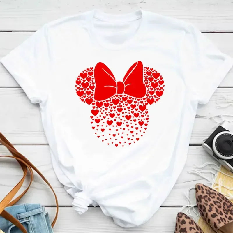 Disney Mickey Mouse Children T-shirt Fashion Minnie Pattern Print Tshirt Kid Boy Girl Clothing Summer Cotton Top Baby Casual Tee