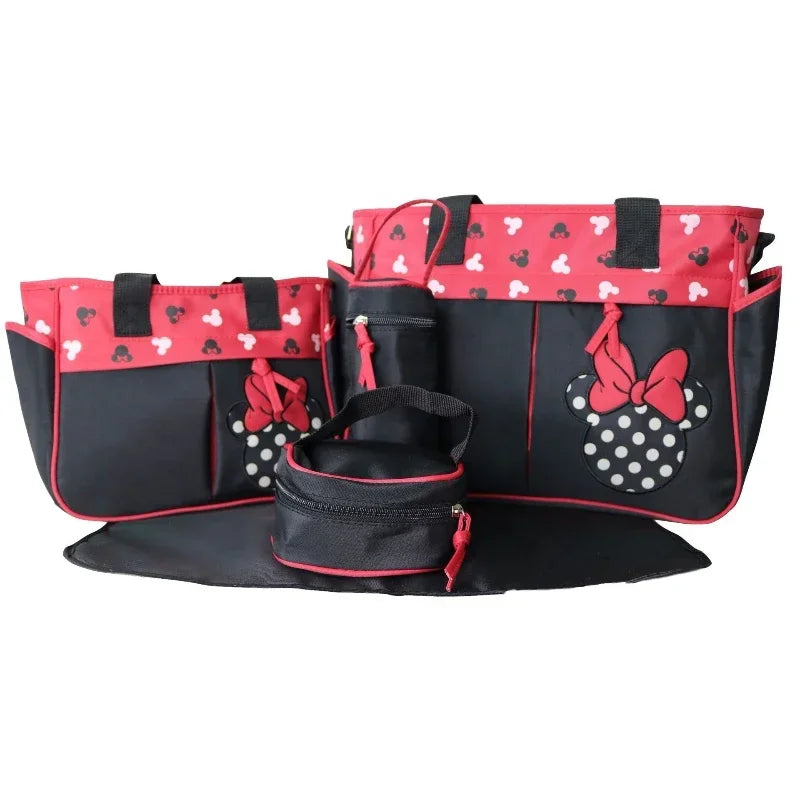 Disney Mickey's New Diaper Bag Handbag Luxury Brand Cartoon Fashion Baby Bag 5-piece High Capacity Baby Diaper Bag High Quality