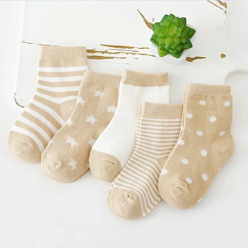 5Pairs Baby Socks Newborn Baby Boy Socks 0-1-3-7Y Kids Pure Cotton Animal Design Fadeless Soft Children's Socks for Girls