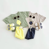 New Summer Baby Clothes Set Infant Toddler Fruit Lemon Print Round Neck T-shirt+Shorts Newborn Boys Girls Outfit Set 2PCS