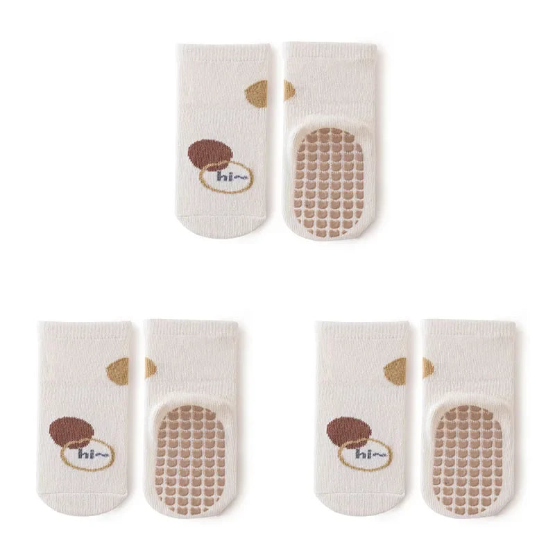 3 Pairs Newborn Baby Socks Cartoon Toddler Anti Slip Cotton Floor Socks for Girl Boy Cute Unisex Accessories Four Season