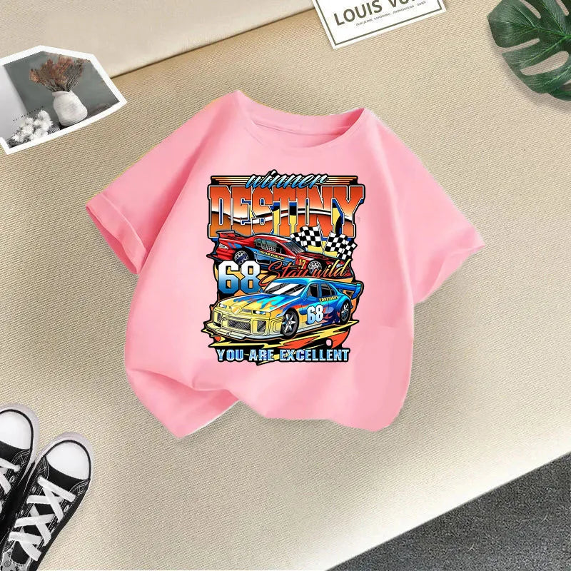 Boys and Girls Short-sleeved T-shirt Summer Wear 2024 New Children's Thin Summer Tops Boys Casual Style Half-sleeved 100-160