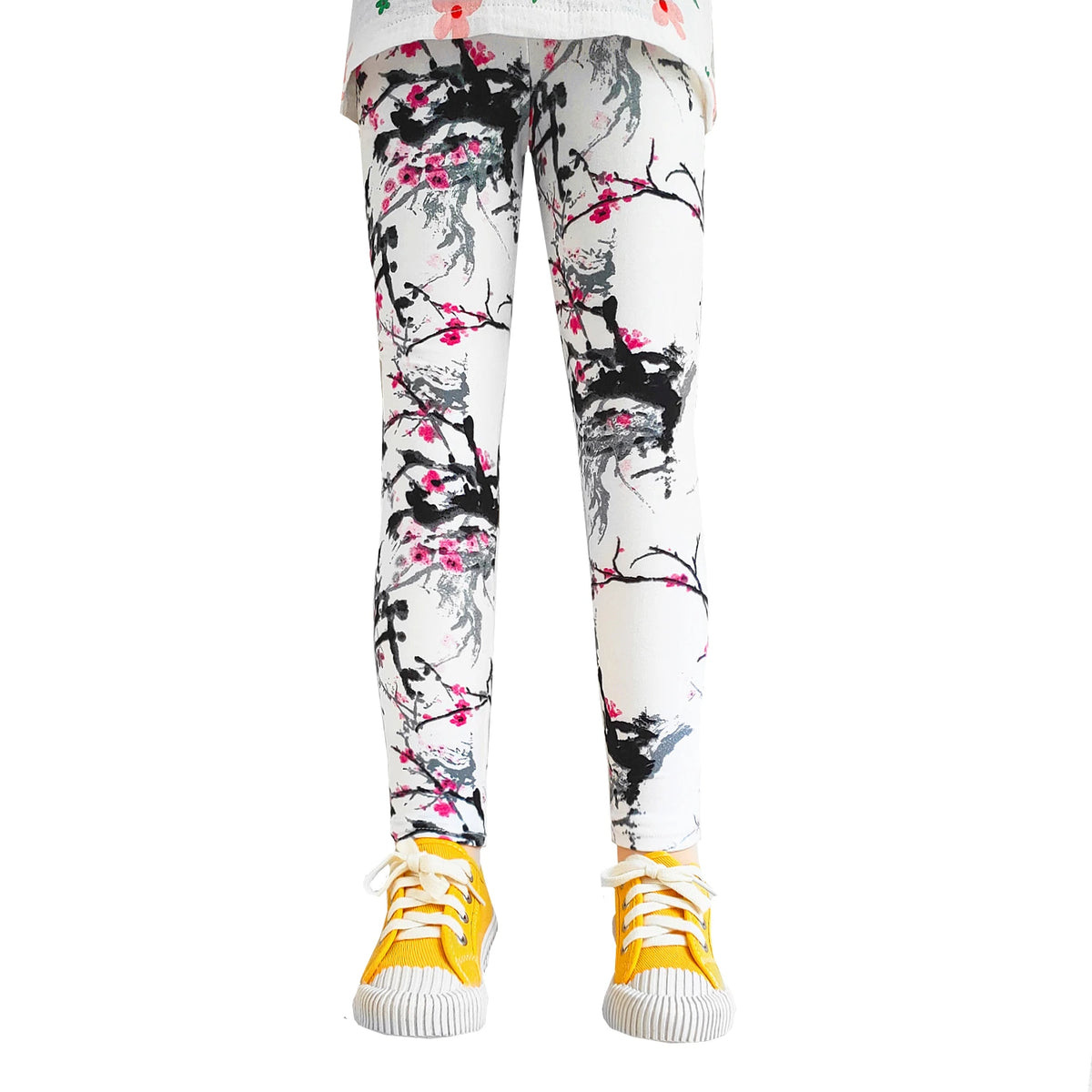 Cute Girls Leggings Spring Autumn Printing Flower Pants Sweet Girl Pencil Pants Kids Trousers Children Clothing