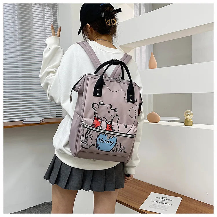 Disney New Mommy Bag Fashion Cartoon Print Large Capacity Mommy Bag Mother and Baby Bag Waterproof Bottle Diaper Backpack