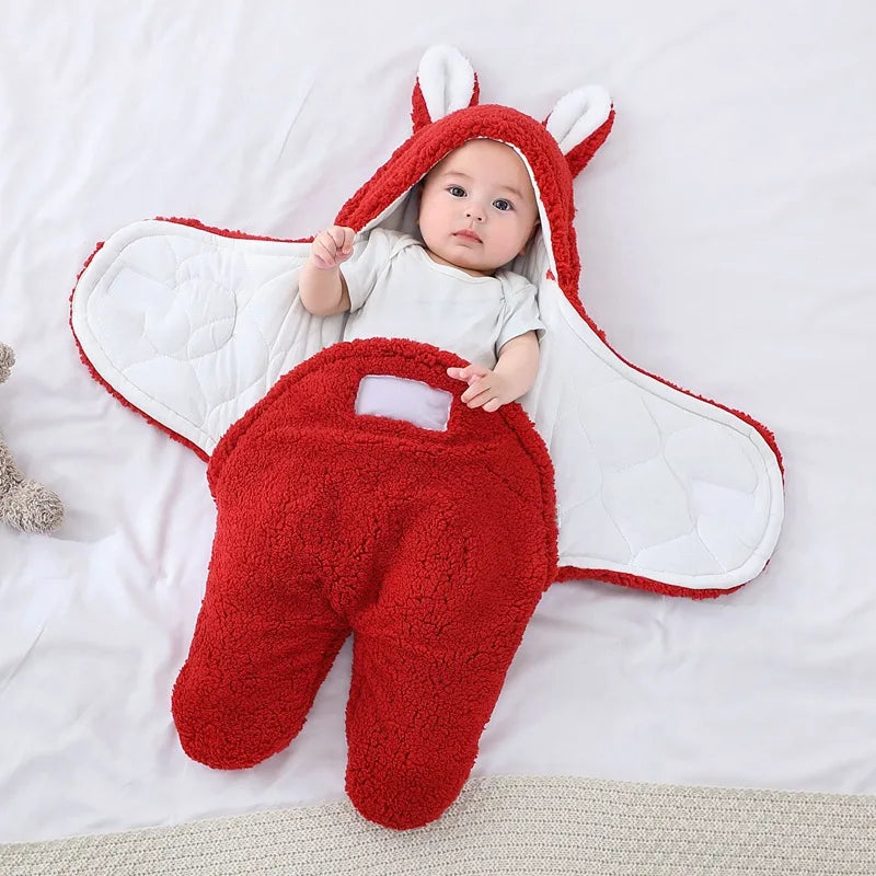 2024 Autumn Winter Infant Toddler Thicken Cashmere Receiving Blankets 0-6M Newborn Sleeping Bag Swaddling Kids Accessories