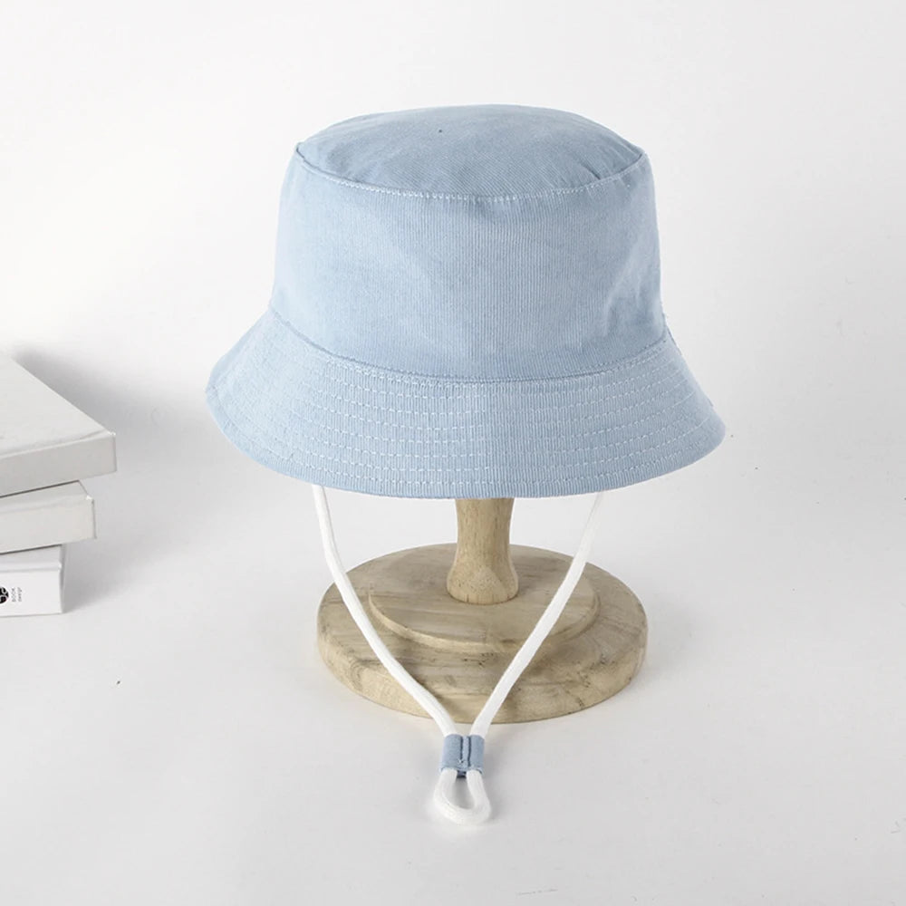 Korean Classical Bucket Hat Cream Color Children's Fisherman's Hats Autumn Travel Baby Boys Girls Sun Caps For Kids 0-8 Years