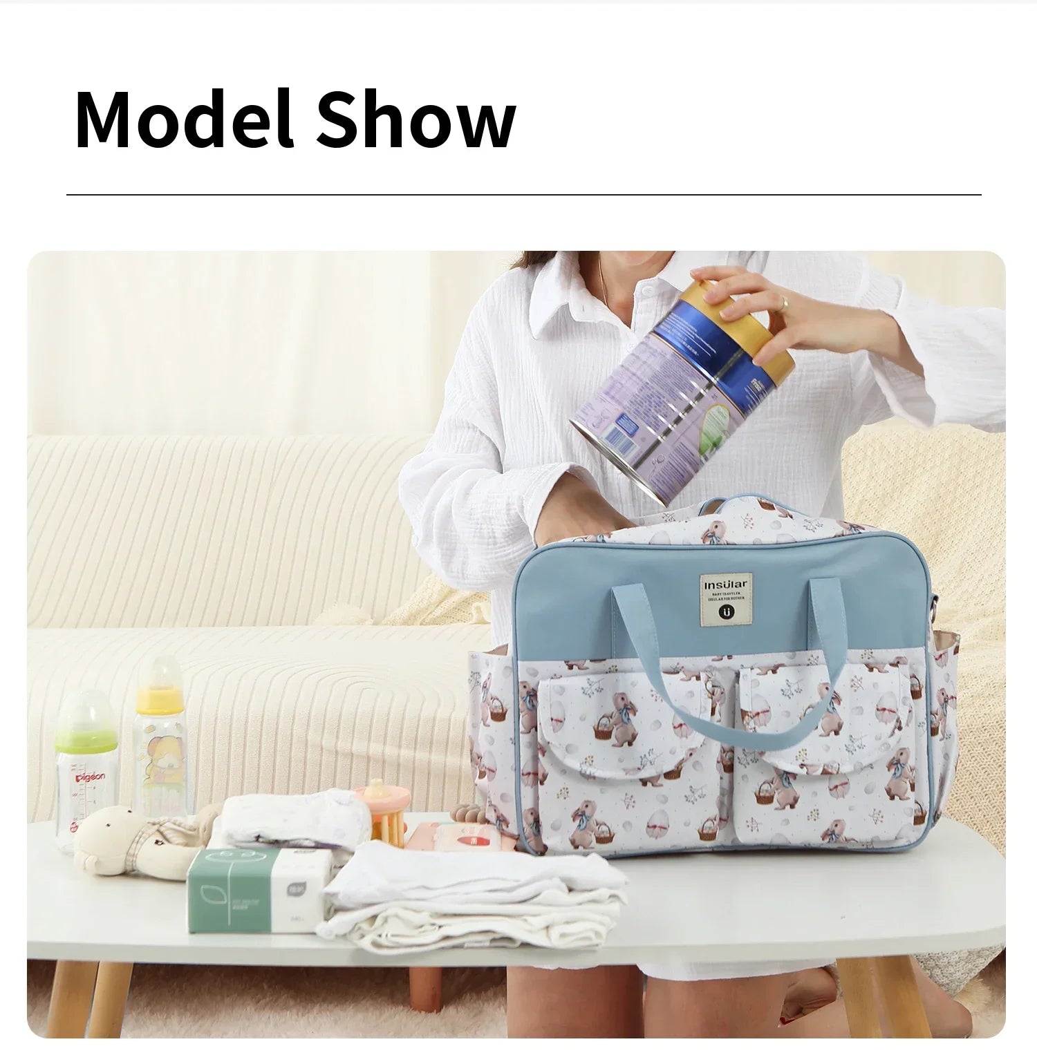 Mommy Diaper Bag For Babies LargeCapacity Organizer Waterproof Wide Opening Travel Messenger Crossbody Bag Mummy Baby Nappy Bag