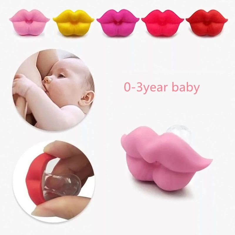 2023 Silicone Funny Nipple Mustache Pacifier Baby Soother Toddler Orthodontic Nipples Red Kiss Lips Teether Baby Feeding