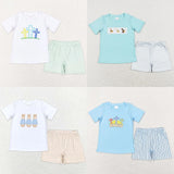 Hot Sale Kids Designer Clothes Boys Easter Rabbit Short Sleeve Top Shorts Sets Boutique Baby Boys Clothes Toddler Outfits New