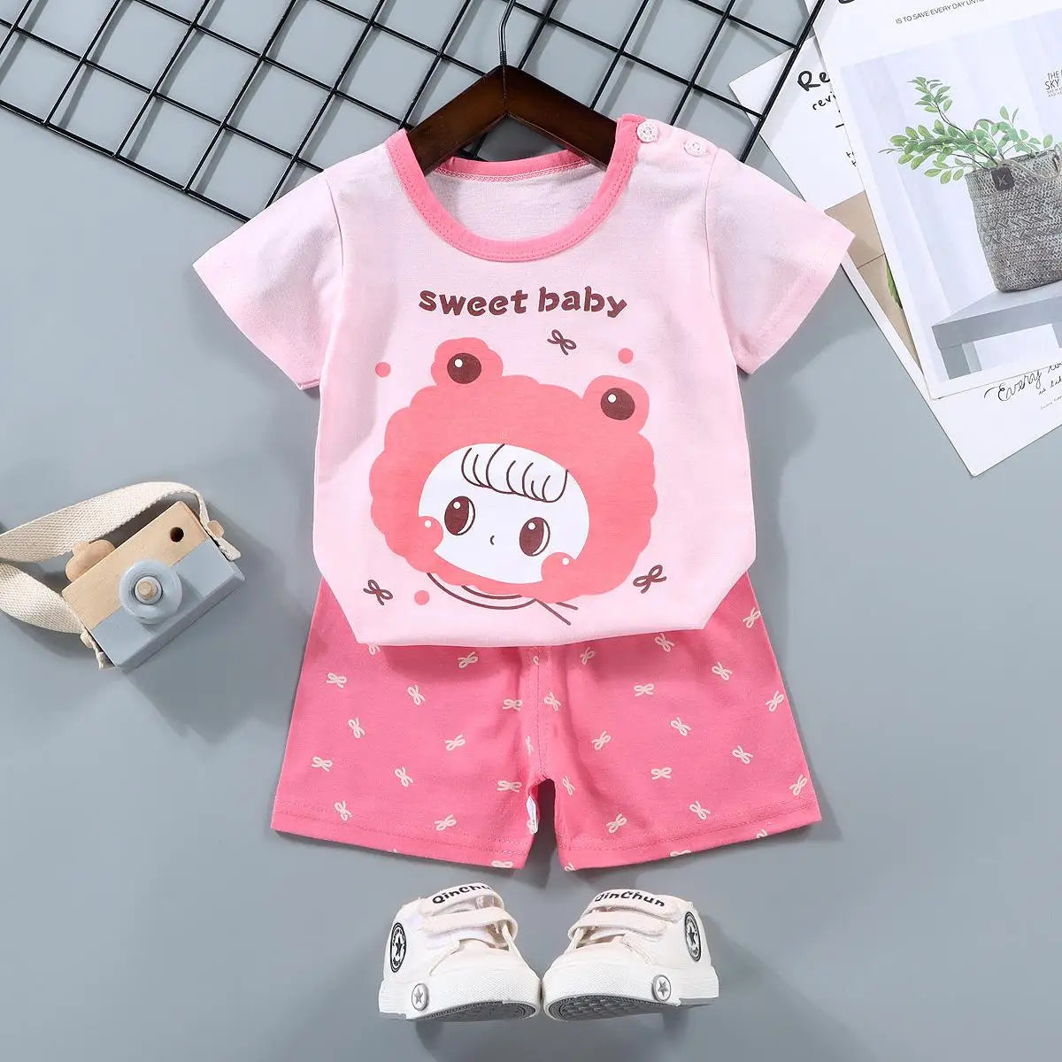 Baby Sets Children Set Girls Boy Shorts Clothes Cartoon Print Outfits For Kids Child Toddler T-shirt +pants Boys Clothes New