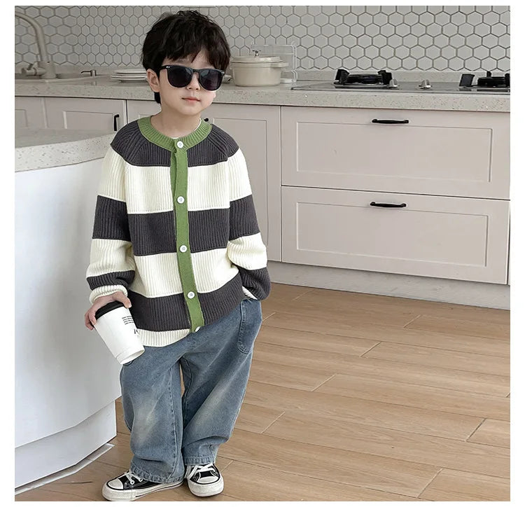 2025 Spring Autumn Kid Boys Denim Pants Side Pocket Polished White Children Boys Pants Elastic Waist Casual Baby Boys Trousers