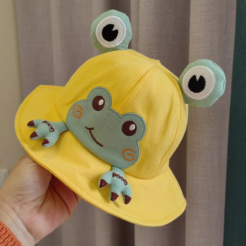 Baby Bucket Hat for Kids Spring Outdoor Boys Girls Sun Hat Summer Cute Frog Toddler Children Fisherman Cap Cotton Panama Bonnet