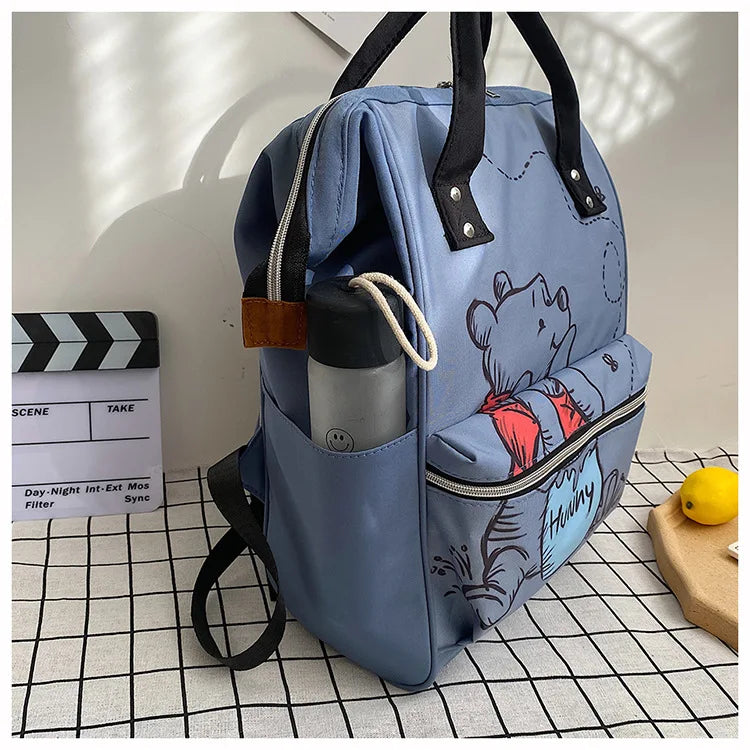 Disney New Mommy Bag Fashion Cartoon Print Large Capacity Mommy Bag Mother and Baby Bag Waterproof Bottle Diaper Backpack