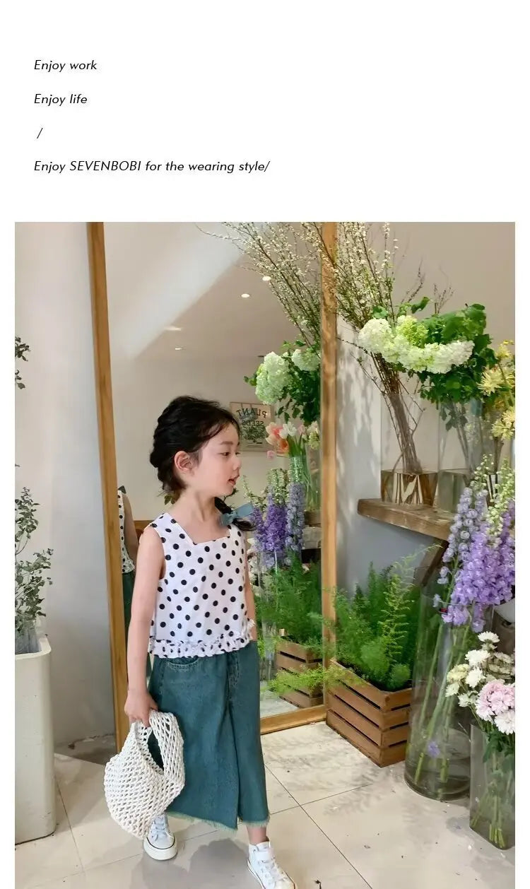 Girls' Jeans Spring And Summer New Style Children's Straight-leg Medium And Large Children's Wide-leg Spring Loose Trousers