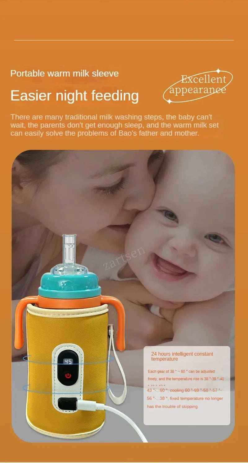 Portable Baby Milk Warmer Guardian Travel Digital Display Nursing Bottle USB Baby Bottle Hot Bag Universal Heater