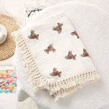 Cotton Muslin Swaddle Blankets for Newborn Baby Tassel Receiving Blanket New Born Swaddle Wrap Infant Sleeping Quilt Bed Cover