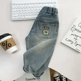 2-9Yrs Baby Children's Wear Boys Jeans Spring Autumn Kid Boy Embroidery Trousers 2024 New Wear Casual Boys Handsome Loose Pants