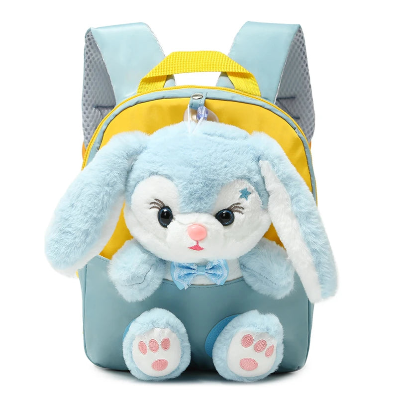 Plush 3D Rabbit Backpack for Boys Girls Kids Children SchoolBag Cute Bow Tie Cartoon School Bags Kindergarten Preschool Baby Bag