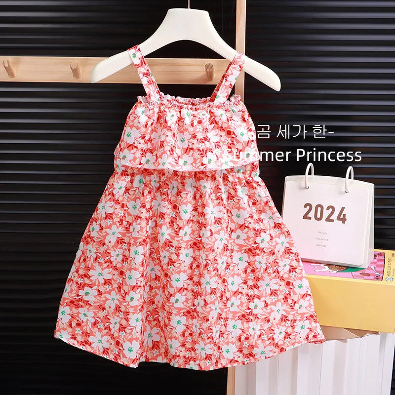 Dresses for Kids Girls Coolred Summer Middle and Big Kids Girls Seaside Holiday Halter Dresses