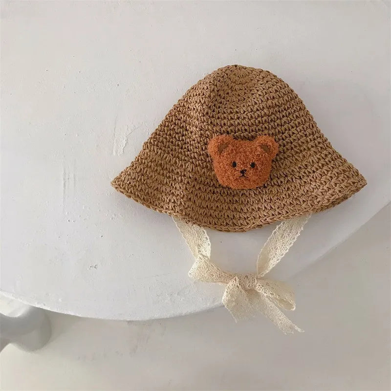 Children's Summer Hat Sunshade Lace Straw Baby Girl Cap Girls Baby Sunscreen Beach Hat Beach Children Panama Hat Princess