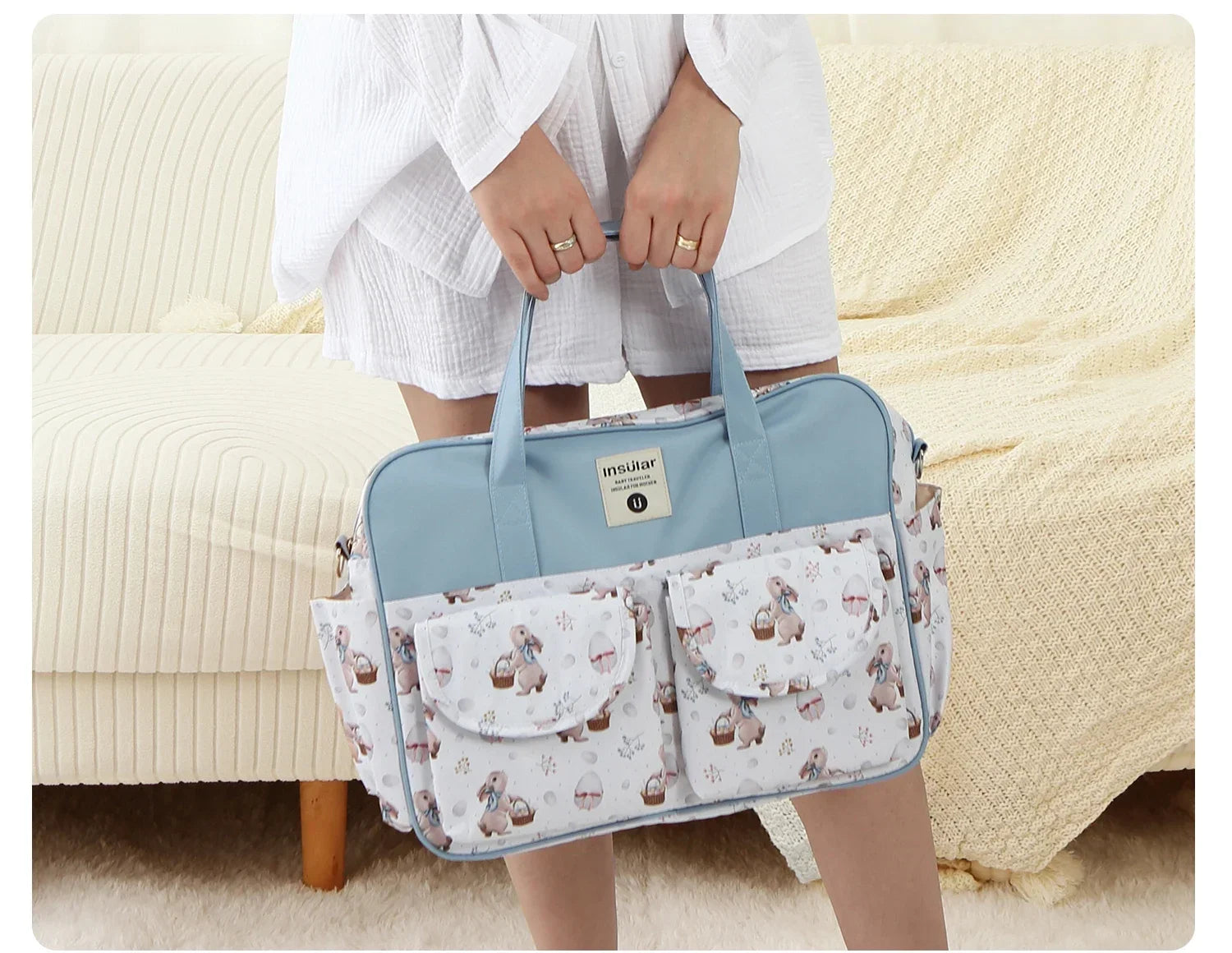 Mommy Diaper Bag For Babies LargeCapacity Organizer Waterproof Wide Opening Travel Messenger Crossbody Bag Mummy Baby Nappy Bag