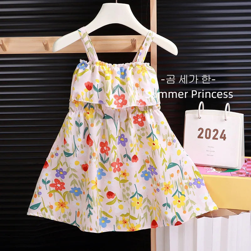 Dresses for Kids Girls Coolred Summer Middle and Big Kids Girls Seaside Holiday Halter Dresses