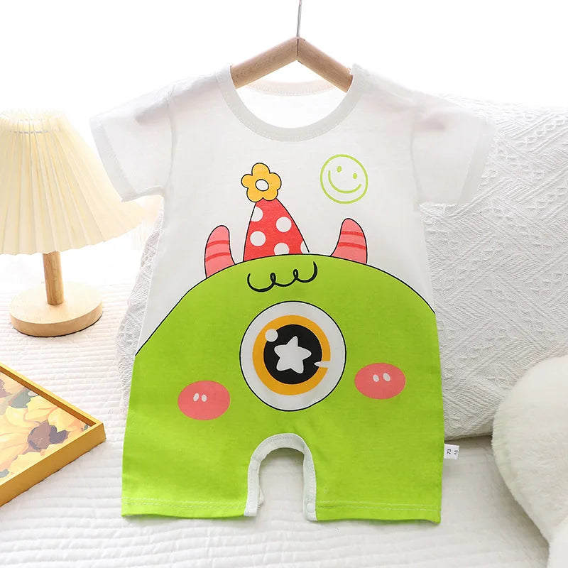 2024 Infant Toddler Crawling Clothes Cotton Summer Boys Girls Thin Male Baby Female Short-sleeved Romper suit Children's Onesie