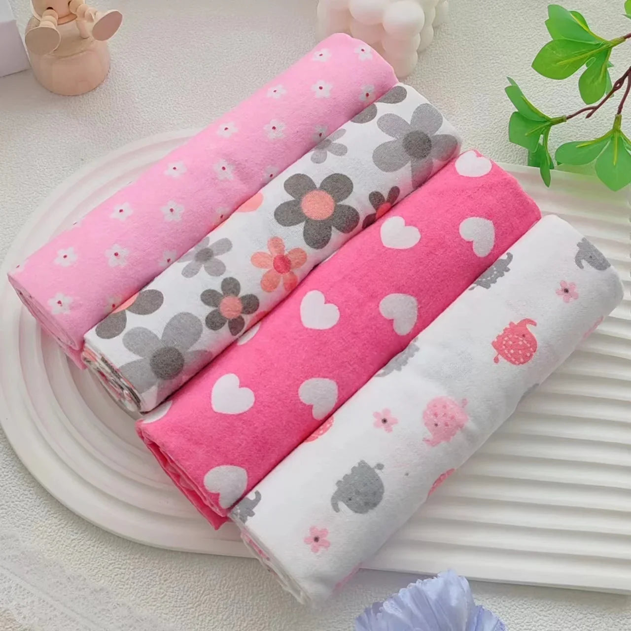 4pcs/pack 100% Cotton Receiving Baby Blanket Newborn 76x76cm Baby Bedsheet Supersoft Flannel Diapers New Born Blanket Swaddle