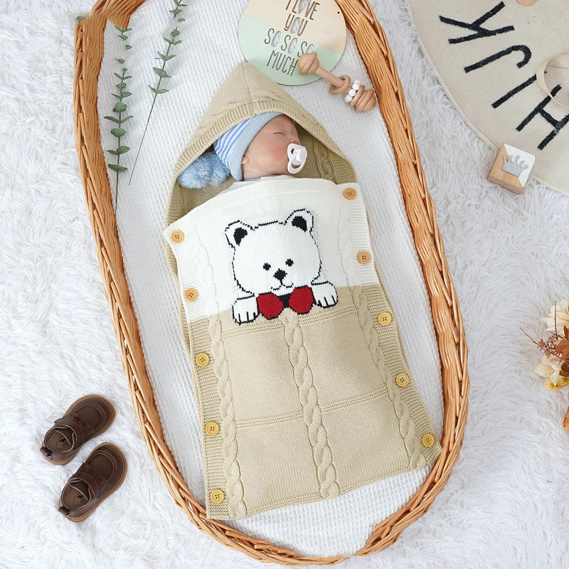 New Baby Winter Swaddle Wrap Blankets Knitted Toddler Infant Baby Swaddle Kids Warm Stroller Crib Envelope Newborn Baby Blankets