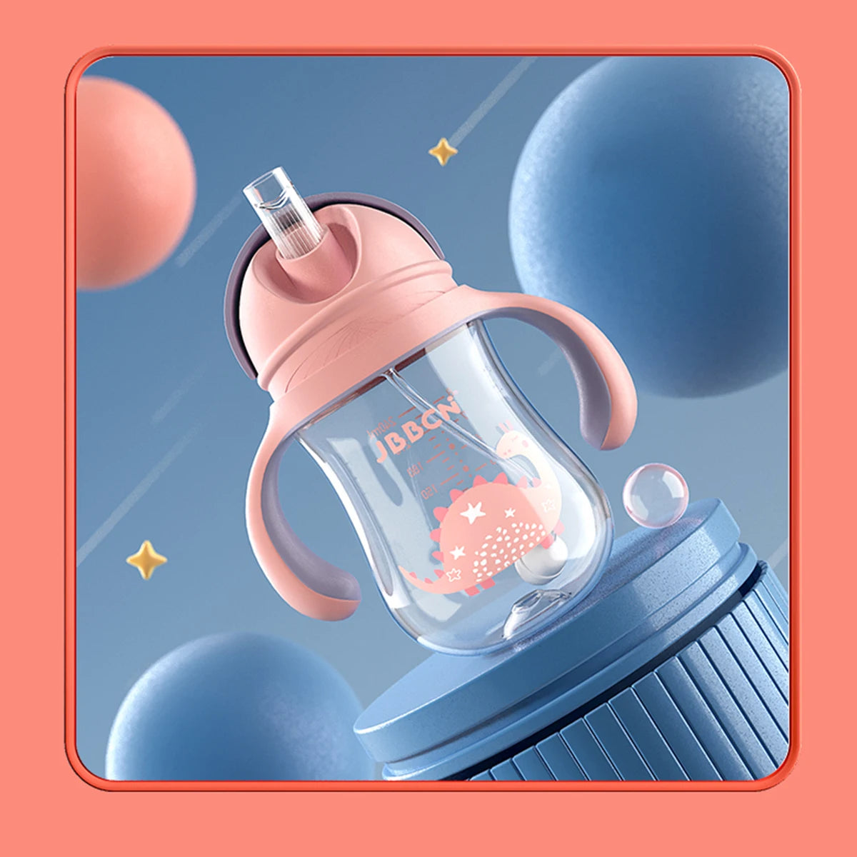 1PC Baby bottle 1-3-2 Over the age of large capacity drop resistant with straw handle brand bottle drinking water