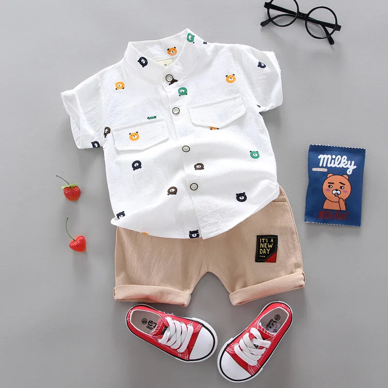 2024 Summer Casual Clothes Fashion Baby Boy's Suit Set Top Shorts 2PCS Baby Clothing Set For Boys Infant Suits Kids Clothes