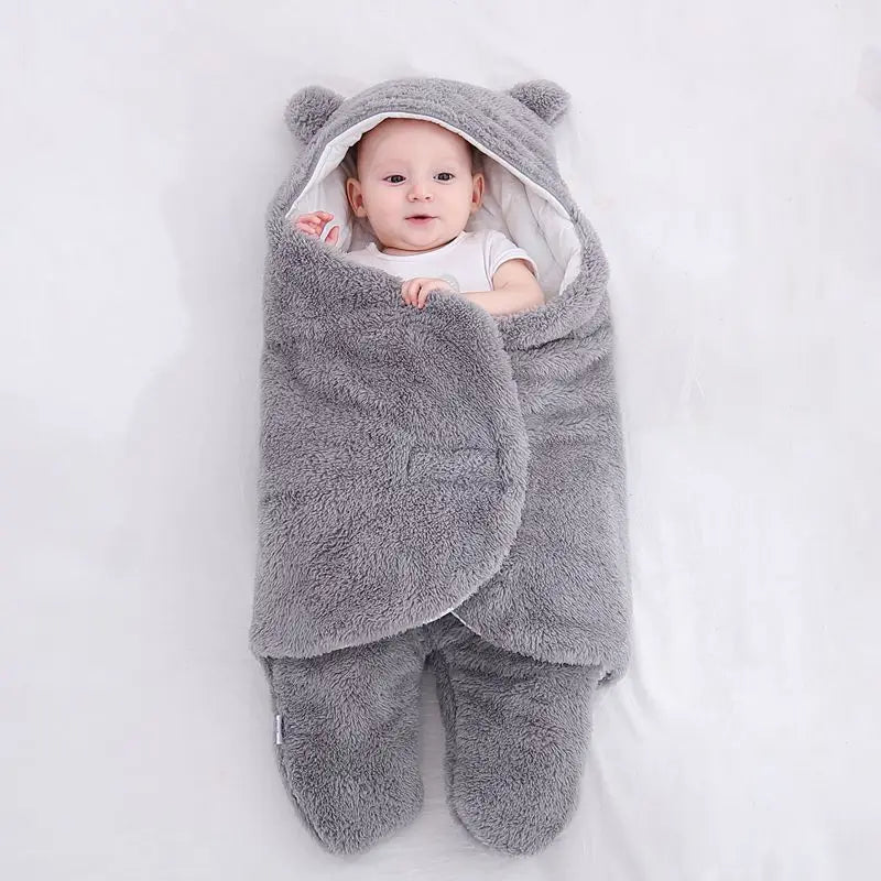 2024 Autumn Winter Infant Toddler Thicken Cashmere Receiving Blankets 0-6M Newborn Sleeping Bag Swaddling Kids Accessories