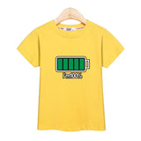 3-13T Children Casual T-shirt Battery Graphic Top Boys Summer Short Sleeved Shirt O-neck Cotton Clothes