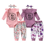 Preemie Newborn infant Baby Girls Cute Long Sleeve Clothes Set Thin Cotton Romper Bodysuit Top and Floral Pants with Headband