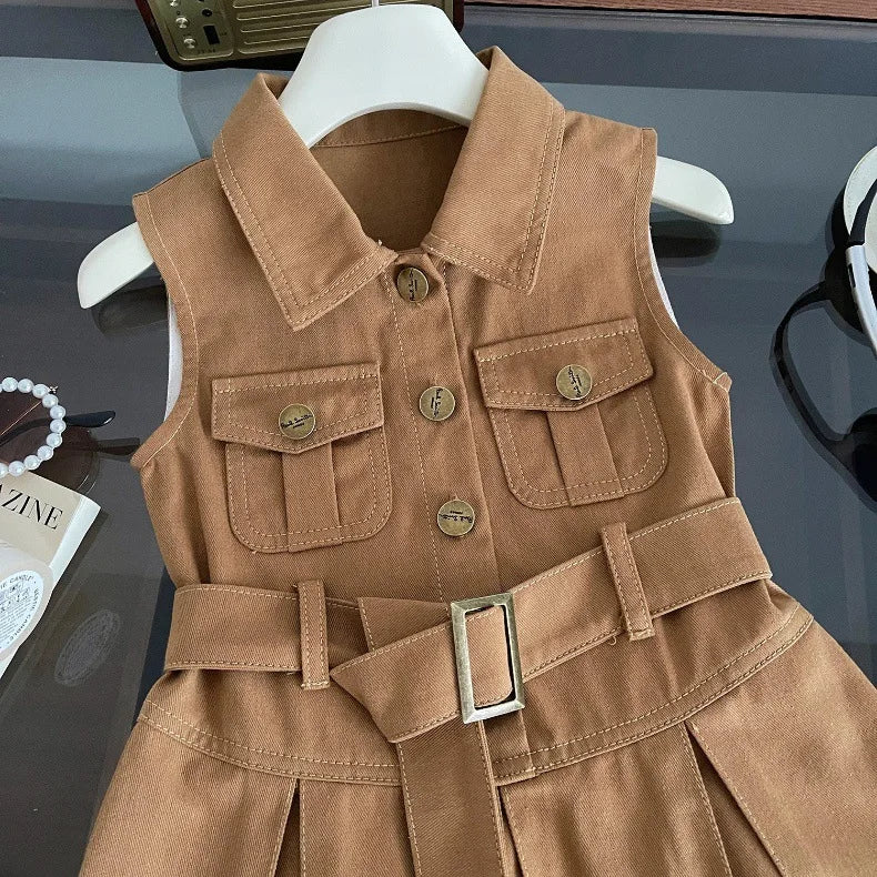 Children Girls Fashion Sleeveless Denim Dress 2024 Summer Cool Baby Girls Casual Vest Dresses