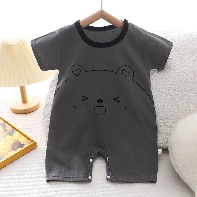 2024 Infant Toddler Crawling Clothes Cotton Summer Boys Girls Thin Male Baby Female Short-sleeved Romper suit Children's Onesie