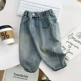 2-9Yrs Baby Children's Wear Boys Jeans Spring Autumn Kid Boy Embroidery Trousers 2024 New Wear Casual Boys Handsome Loose Pants