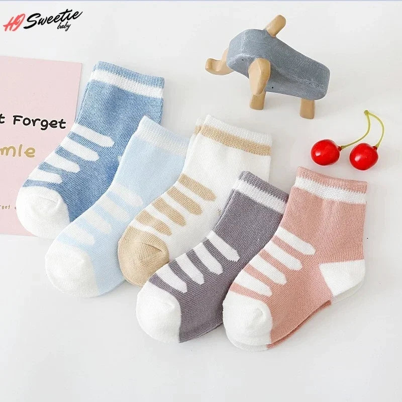 5Pairs Baby Socks Newborn Baby Boy Socks 0-1-3-7Y Kids Pure Cotton Animal Design Fadeless Soft Children's Socks for Girls